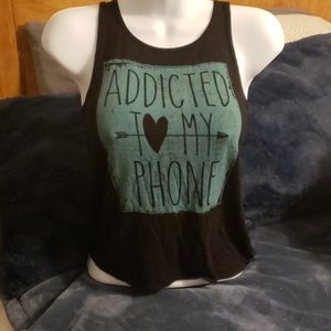 Full tilt size M addicted to my phone tank